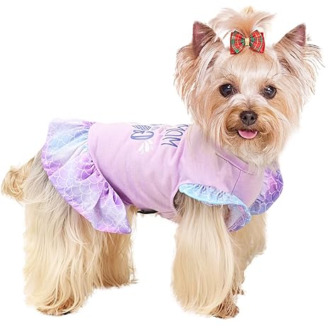 Adorable Mermaid Princess Costume Dog Dress for Small Dogs