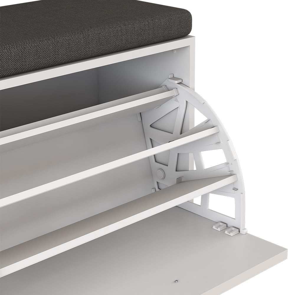 Vicco Panca scarpiera da ingresso Georg, Bianco, 60 x 49.5 cm