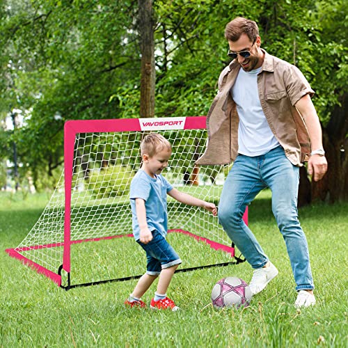 Image of Kids Soccer Goals for Backyard Set - 2 of 4' x 3' Portable Soccer Goal Training Equipment, Pop Up Toddler Soccer Net with Soccer Ball, Soccer Set for Kids and Youth Outdoor Games, Sports, Play