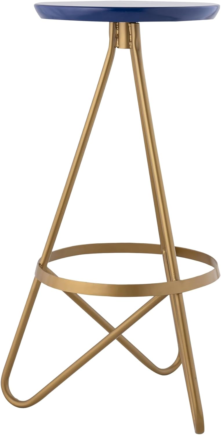 JONATHAN Y Spiroa 30" Navy Blue & Gold Modern Metal Backless Bar Stool, Iron Hairpin Leg Bar Chair with Footrest for Kitchen Island and Home Bar, Minimalist Design BSL1000A