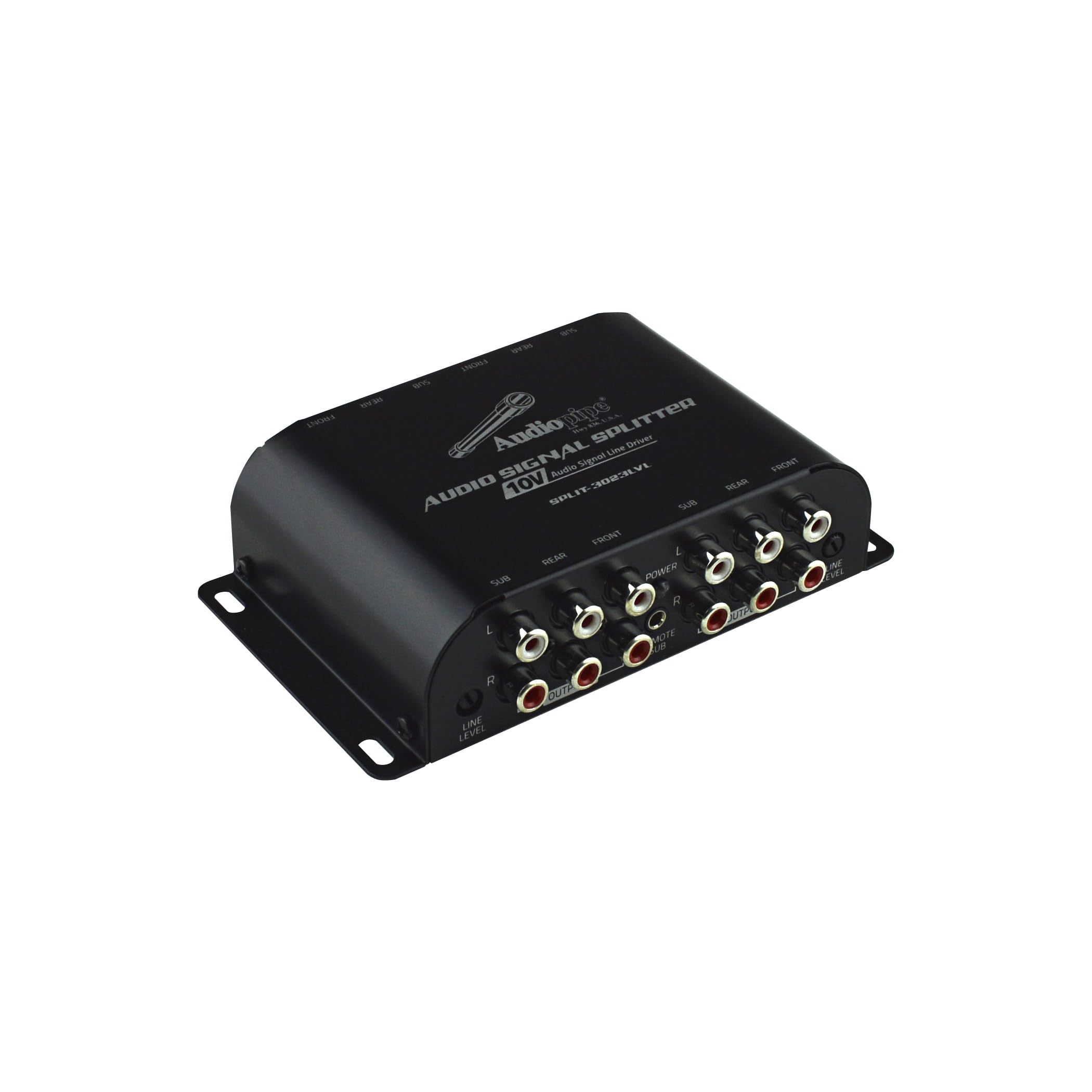 Audiopipe Audio Signal Splitter (SPLIT-3023LVL), 10V Line Driver, Built-in Line Level Gain Control, Remote Bass Knob, RCA Stereo Splitting, Optimal Clarity, 3 Inputs, Multiple Connection, 95dB