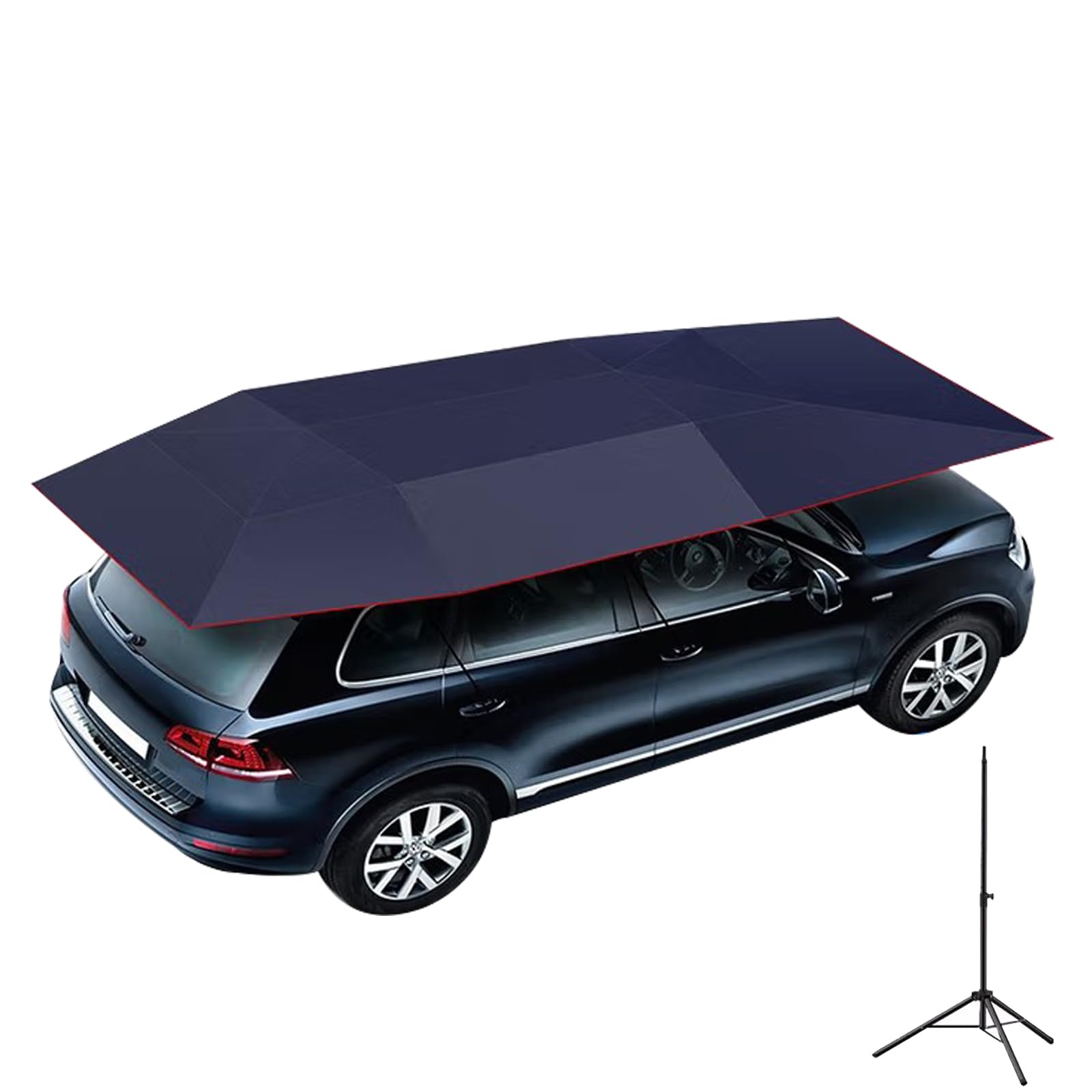 Halbautomatisches Auto-Schirmzelt,Beweglicher Tragbarer Halbautomatik Autodachzelte Verwendet,Universelles Multifunktionaler Auto Regenschirm Dach Autozelt Allwetter Schutz Im Freien (Blau, 4.8x2.4m)