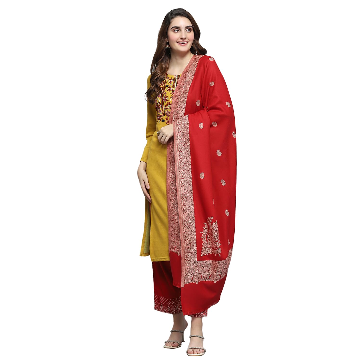 monte carlo Womens Self Design Red Shawls_-picture-32