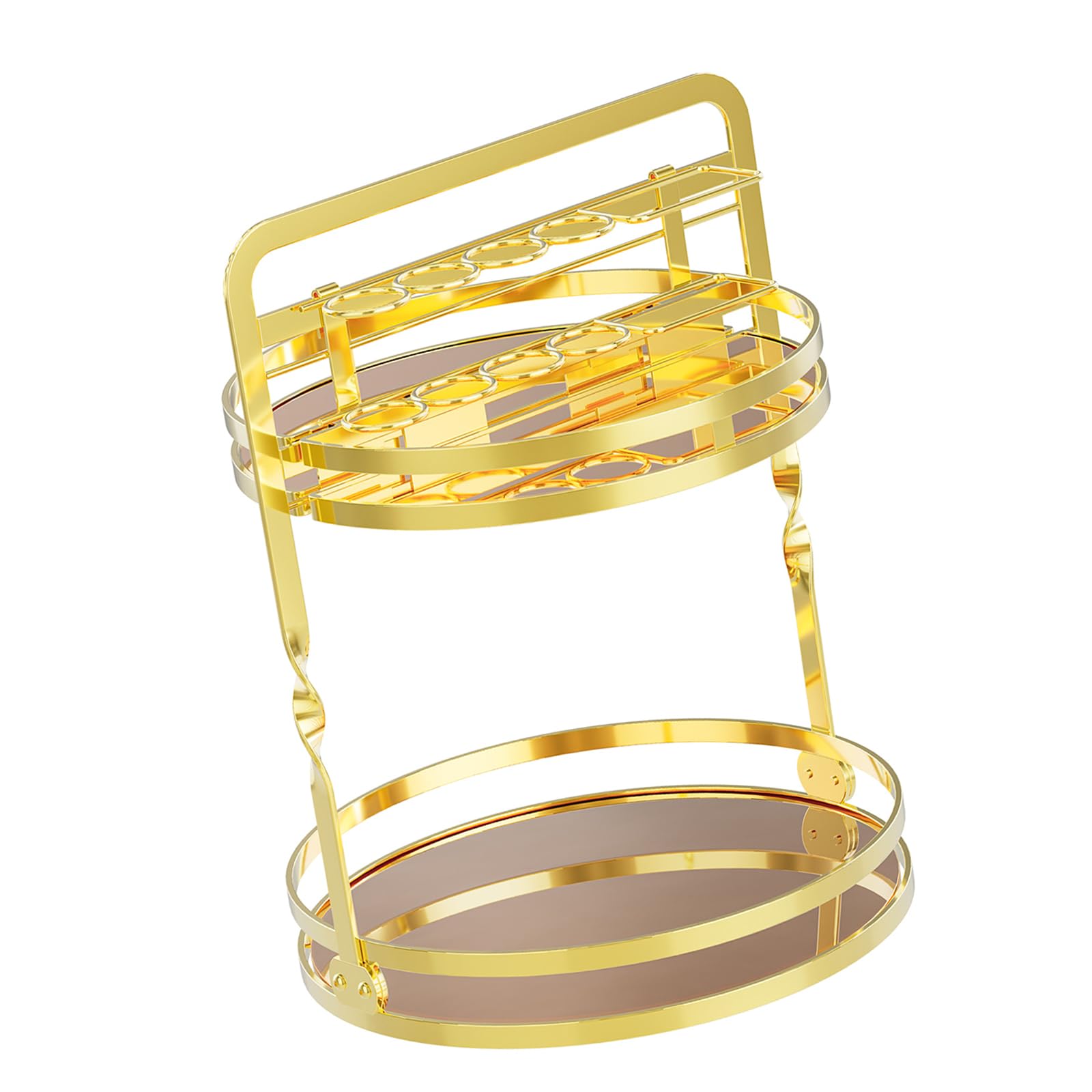 APGLSXY Revolving Cosmetic Holder with Two Compartments and Visible Brush Stand for Dresser Table Quick Assembly Makeup Stand