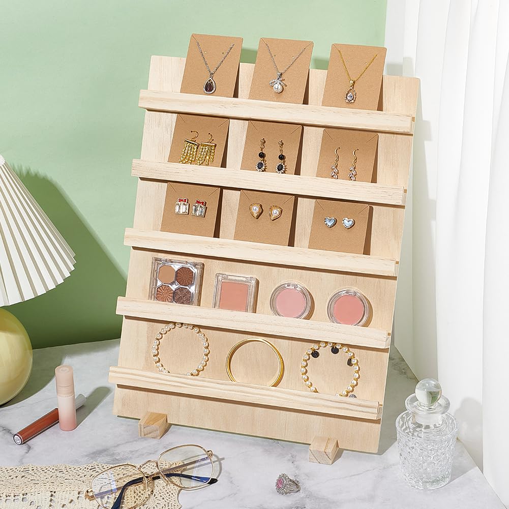 nbeads Holz-Ohrring-Display-Ständer, 5 Schichten Schmuck-Display-Halter Holz-Ohrring-Kartenhalter Schmuck-Display-Ständer für Home Office Einzelhandelsgeschäft, Schicht Höhe 6.2cm