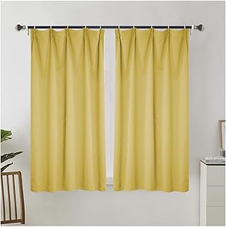 Beydodo Dining Room Curtains Yellow, Blackout Curtains for Bedroom Windows 2 Panel Sets Polyester 40 x 53 inch Solid Color Yellow