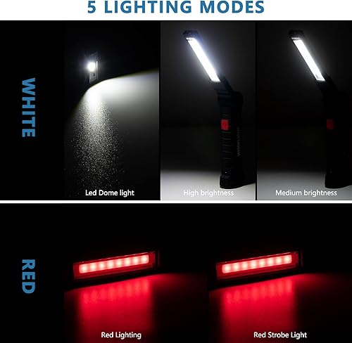 Miniatura 2 de Luces LED recargables para hombre, herramientas automotrices para papá, luz de trabajo inalámbrica con base magnética, rotación de 360, 5 modos de