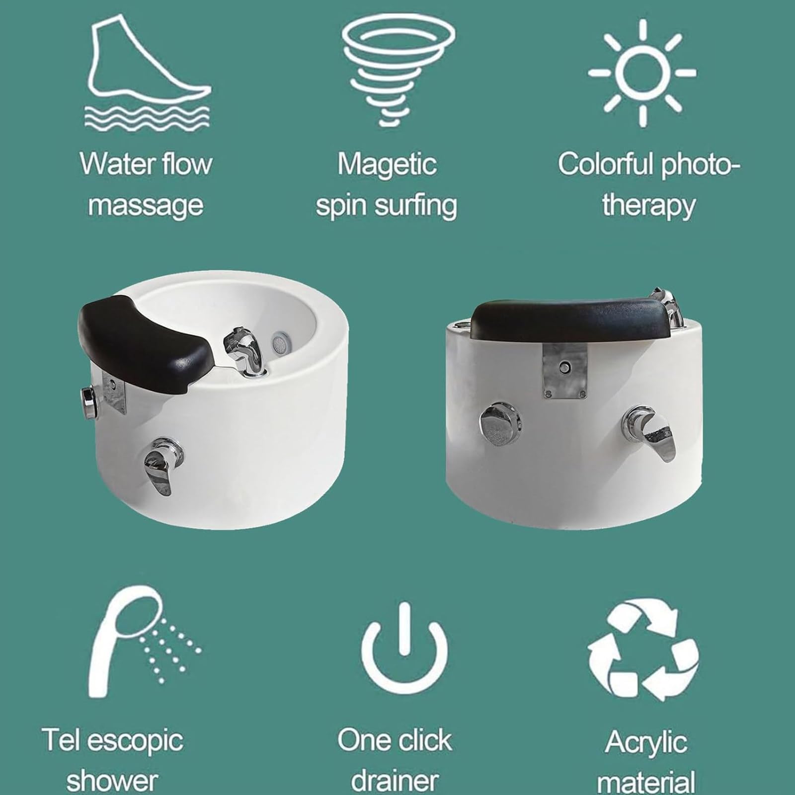 Pediluvio Massaggio Spa Ciotola Portatile Pedicure Ammollo I Piedi Massaggiatore Vasca Bagno Poltrona con Pediluvio Ciotola Vasca Massaggiatore Spa Professionale Pedicure Foot,C
