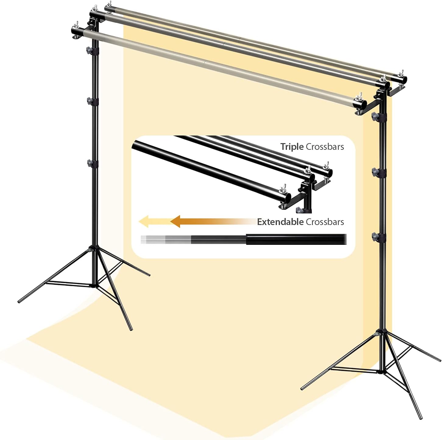Julius Studio [Enhanced Heavy Duty] 10.1 x 8 ft. (W x H) Upgraded Strength Triple Crossbar Backdrop Stands, Double Photo Backdrop Support, Strong Stable No Wobble/No Shaking, Party, Events, JSAG667
