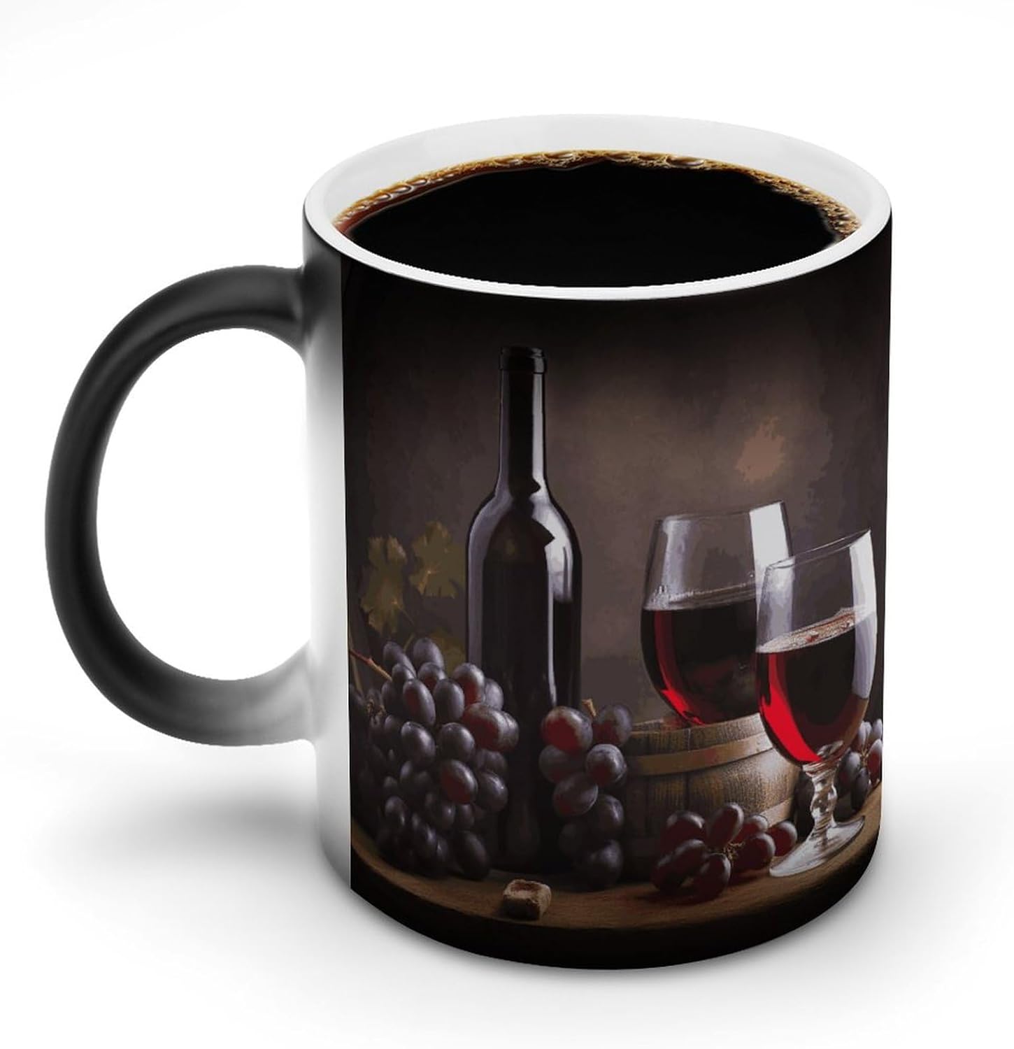 Color Changing Mug Grape Wine Printed Ceramic Coffee Mug Heat Changing Sensitive Mug Magic Heat Changing Coffee Mug Novelty Coffee Mugs