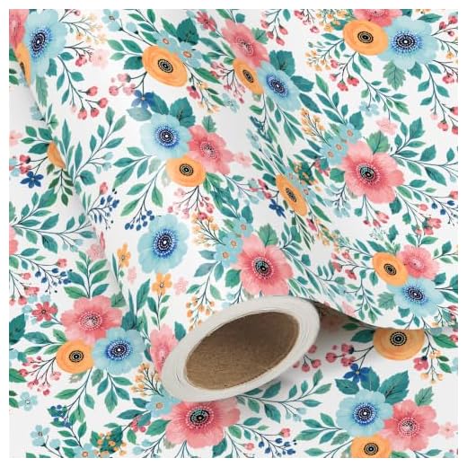 WRAPAHOLIC Wrapping Paper Roll - Beautiful Floral Design for Birthday, Mother's Day, Wedding, Baby Shower Wrap - 30 inch x 33 feet