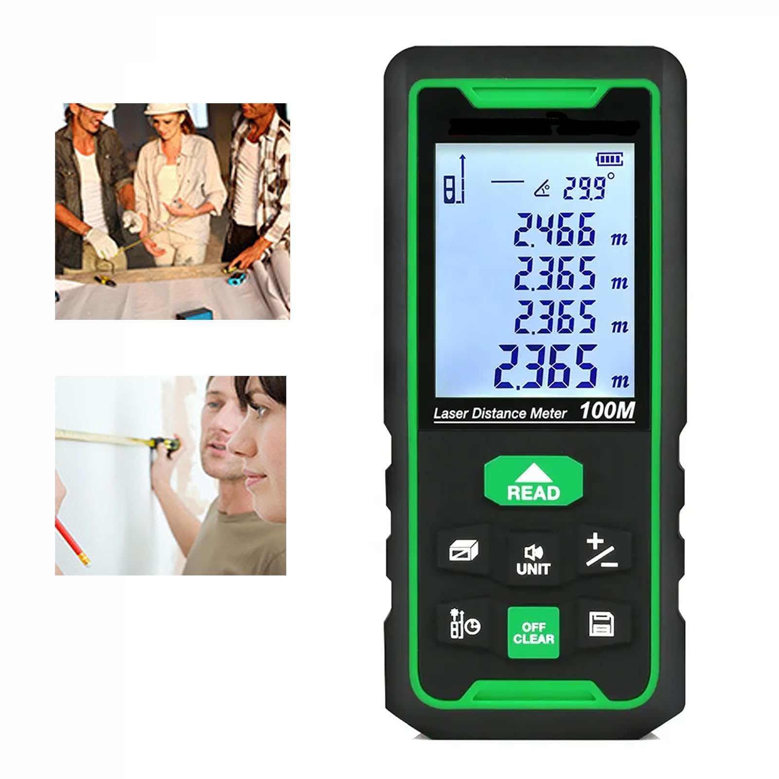 Medidor De Distancia Telémetro Digital, Medidor De Distancia De Alta Precisión 70/100 M, 7 Funciones De Medición/Rápido Y Preciso/Unidad De Visualización Mínima 1 M, para Medir Esquinas