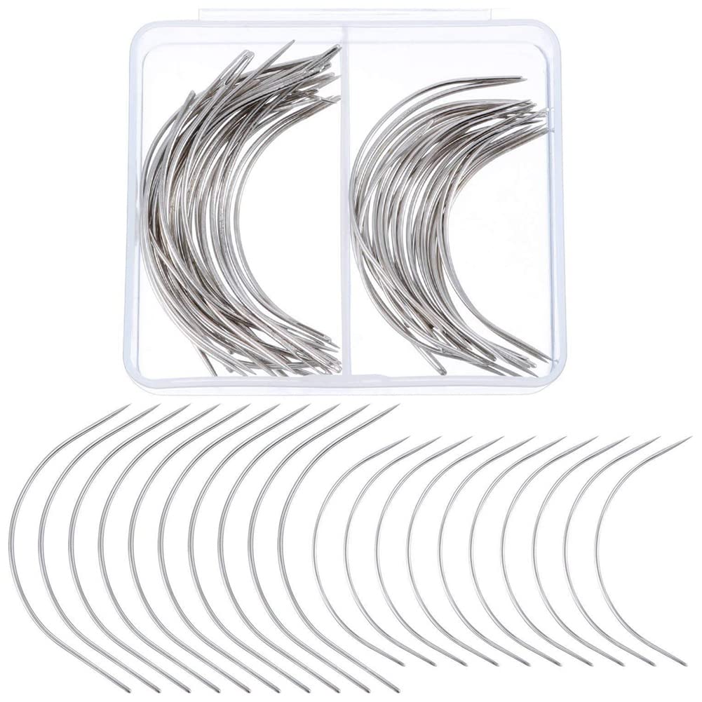 CTRLZS 50 Pieces Hand Sewing Needles for Weave Curved Needles for Hair, Wig Making, Carpet