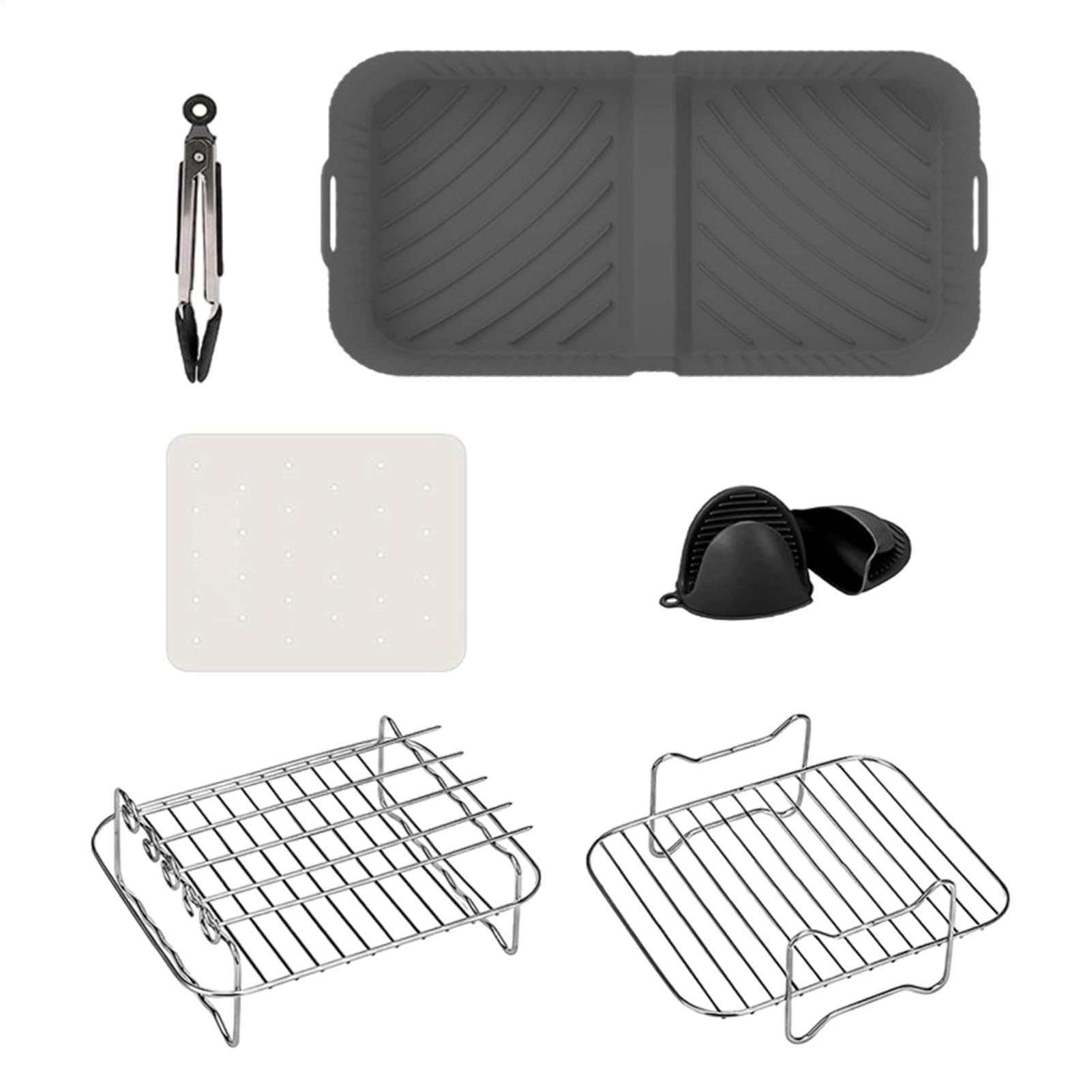 Moule silicone air fryer carré et pliable livré en lot de 6 accessoires pour double friteuse