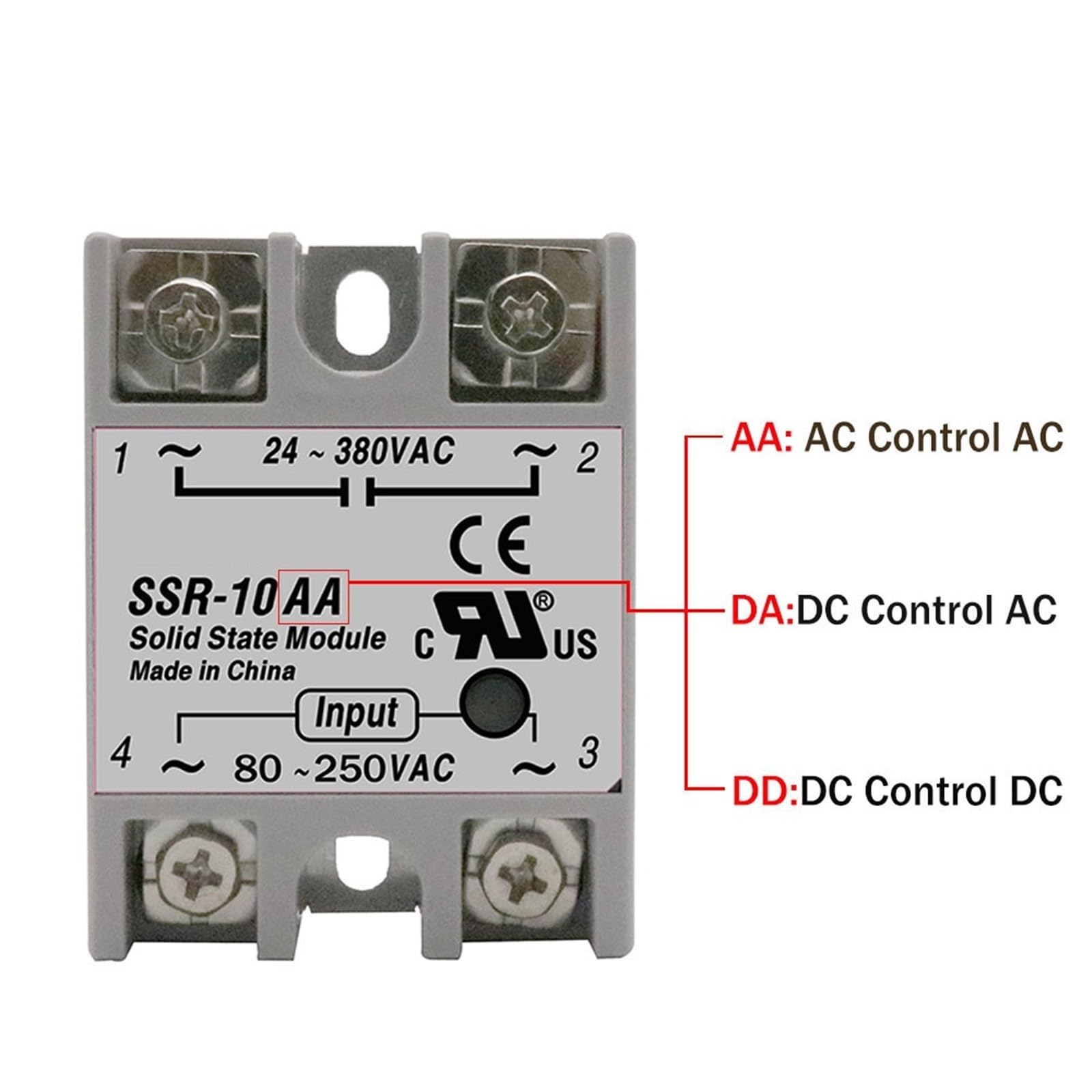 1 Uds SSR-25DA SSR-40DA SSR-25AA SSR-40AA SSR-40DD SSR 10A 25A 40A DD DA AA módulo de relé de estado sólido for Control de temperatura PID(DD,SSR-40A)