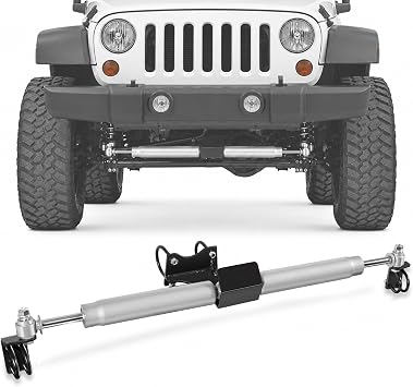 Dual Steering Stabilizer for Jeep Wrangler JK 2007-2018 8734930 | For Jeep Wrangler JK/JKU 2007-2018 with 2 in or more lift; dual dampers help reduce bump steer and front-end vibration