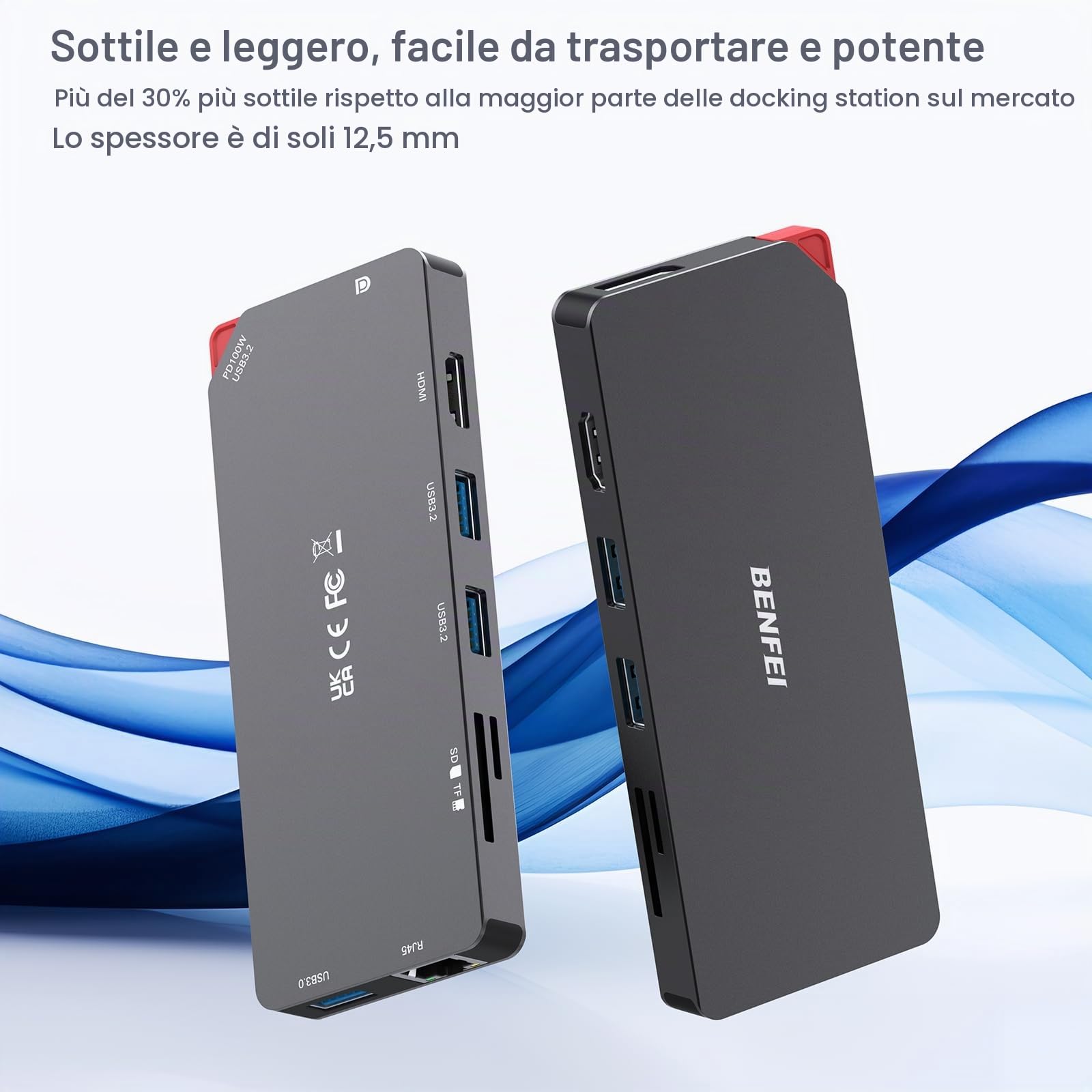 BENFEI Docking Station USB-C Doppio Display, Hub USB C MST con HDMI DisplayPort 4K@60HZ/3*USBA/1*USBC 10 Gbps+100 W PD/Lettore SD/TF/1*Ethernet 1000 Mbps, Compatibile con MacBook Pro/Air 2023 iMac