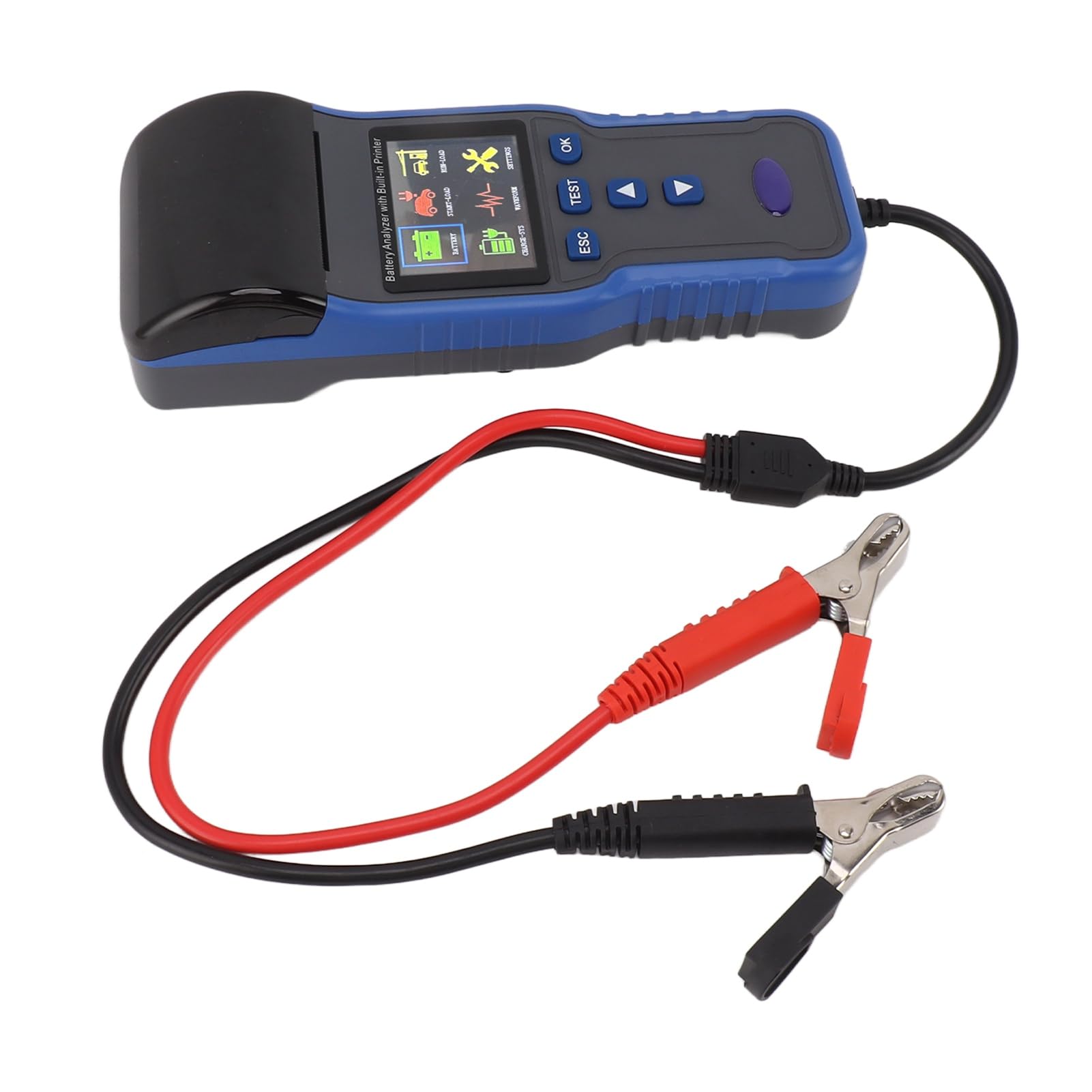YUYTE Tester Completo per Batterie per Auto 12V 24V con Stampante Incorporata e Display LCDAnalizzatore Multifunzione per Tipi di Batterie 100 2000CCA