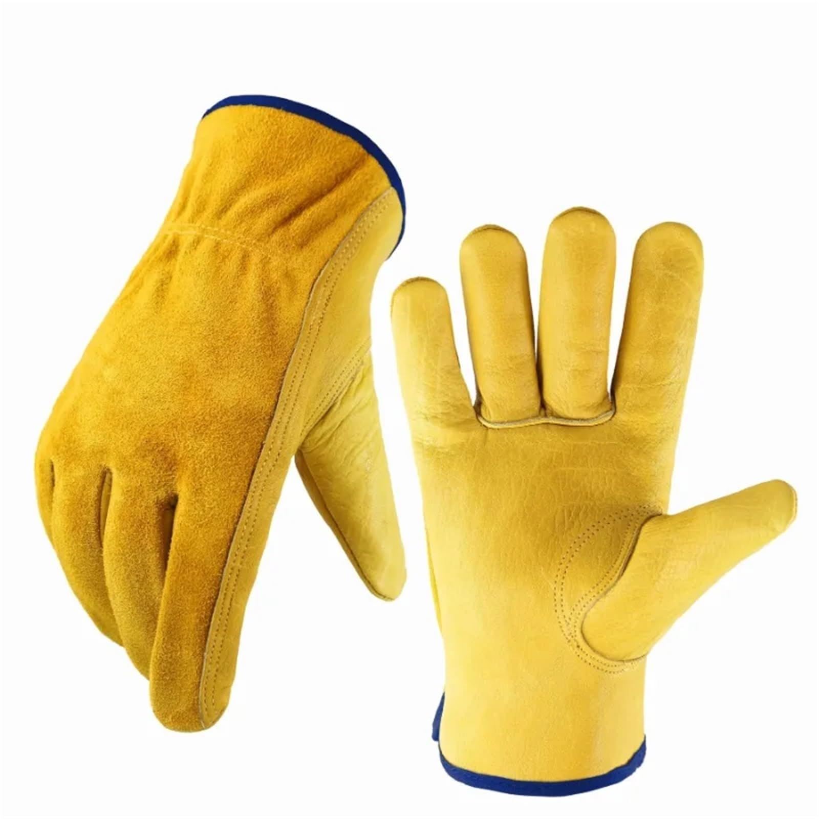 Gants de travail en cuir à poignée flexible, gants jardinage résistant for la coupe du bois, construction, conduite camions, le jardin et dans cour pour Pelleter la Neige