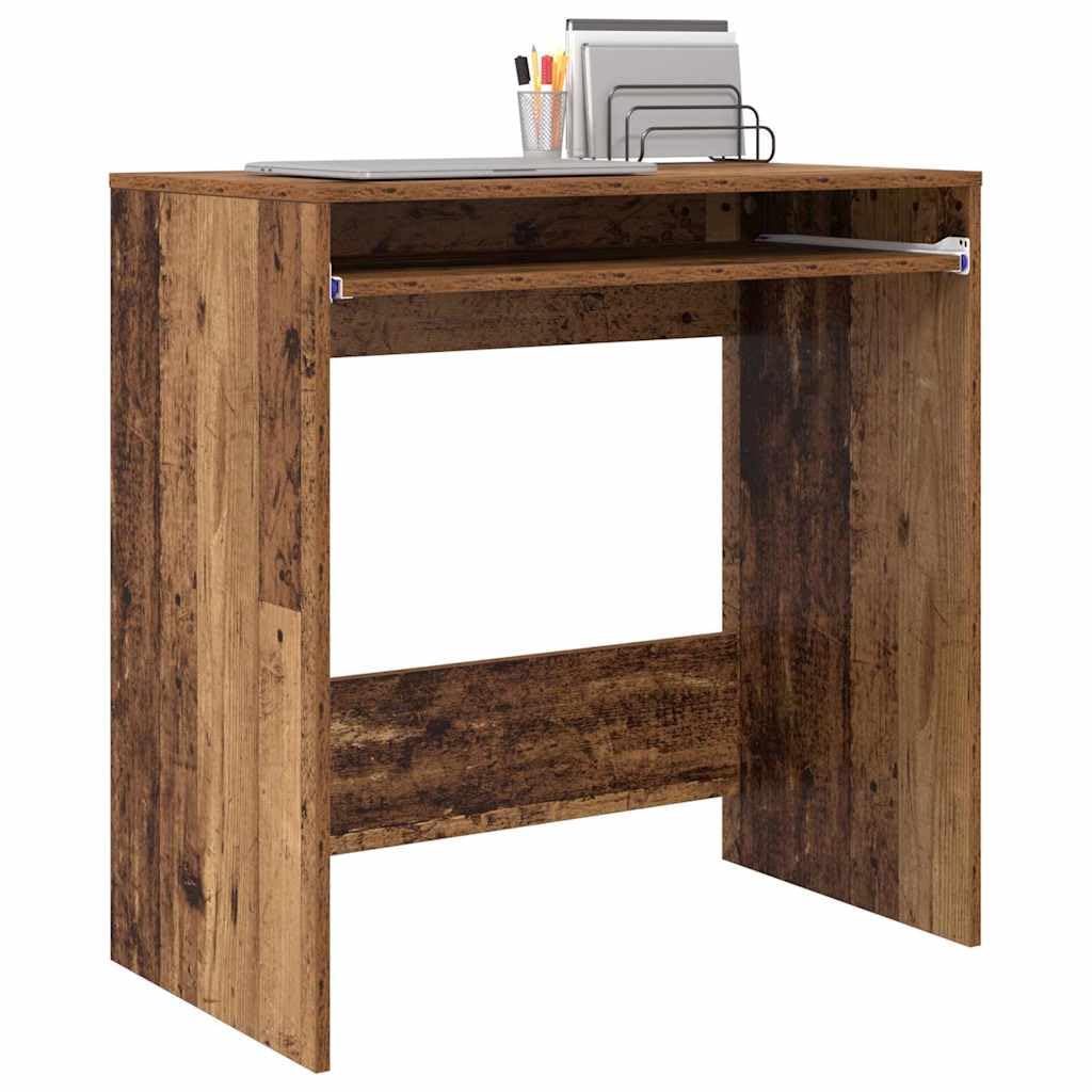 Scrivania Porta PC in Legno Ingegnerizzato 77.5x43x79 cm | Tavolo da lavoro compatto per camera da letto e studio, dotato di cassetto e mensole per organizzare documenti.