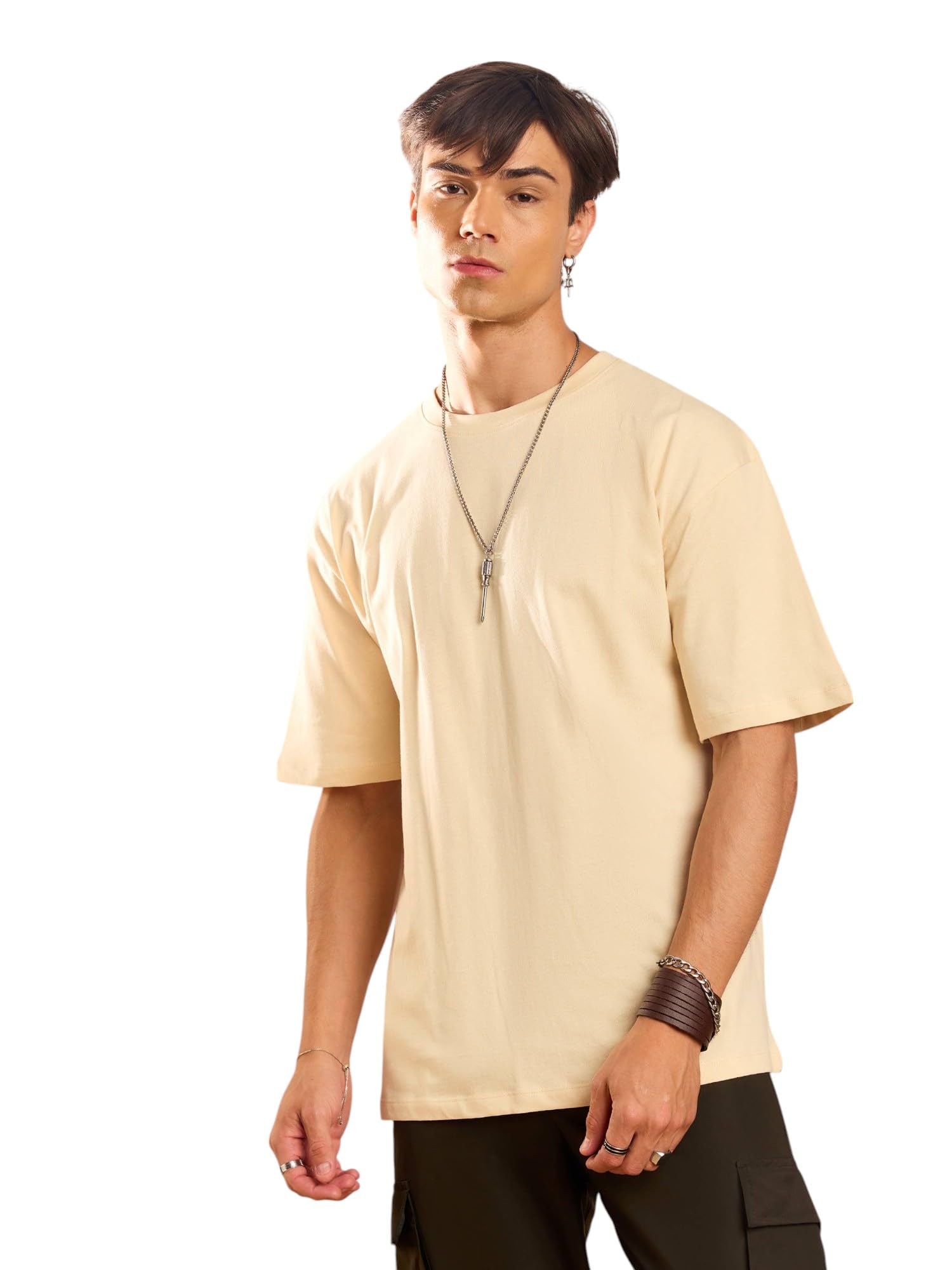 SASSAFRAS Unisex Floral Back Print Oversized T-Shirt in neutral