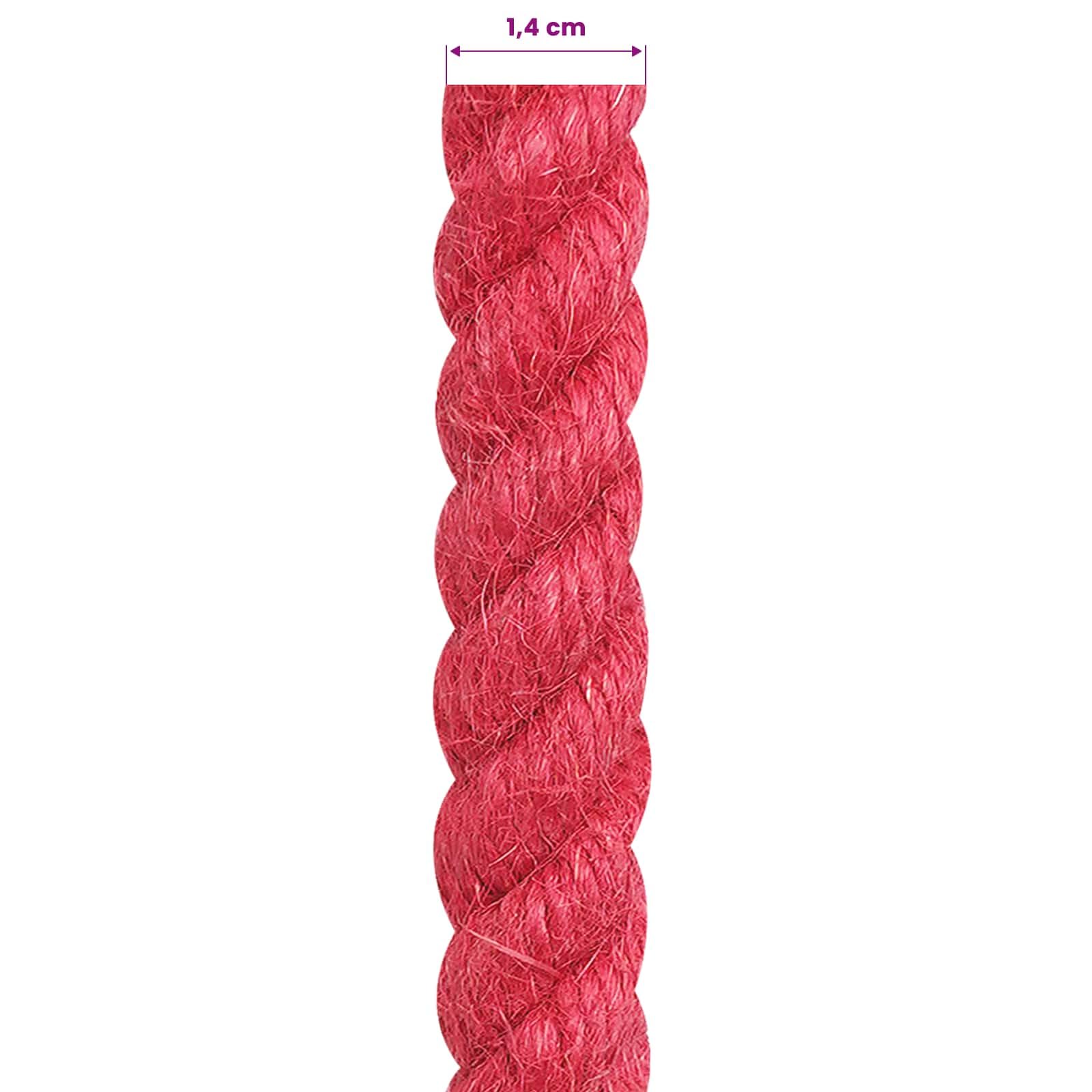Corda di iuta rossa 100% Tossa a 3 strati, in fibra naturale, per giardino, artigianato, campeggio, fissaggio e trasporto, assorbe l'umidità con buona sicurezza dei nodi, versatile