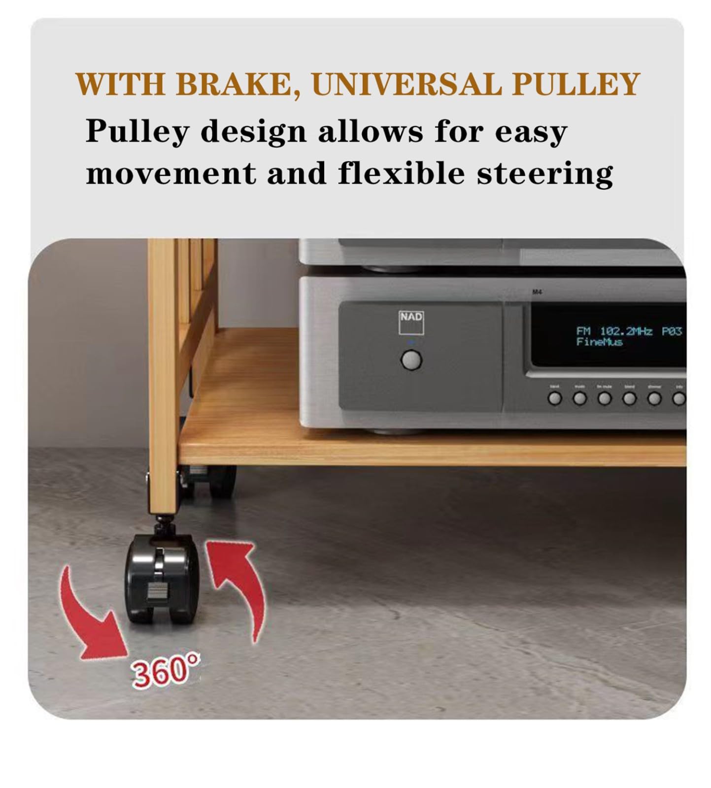 Scaffale per lettore DVD, in legno, a torre, per TV, stereo, supporto da parete e mensole angolari galleggianti, per soggiorno e ufficio, supporto girevole mobile.