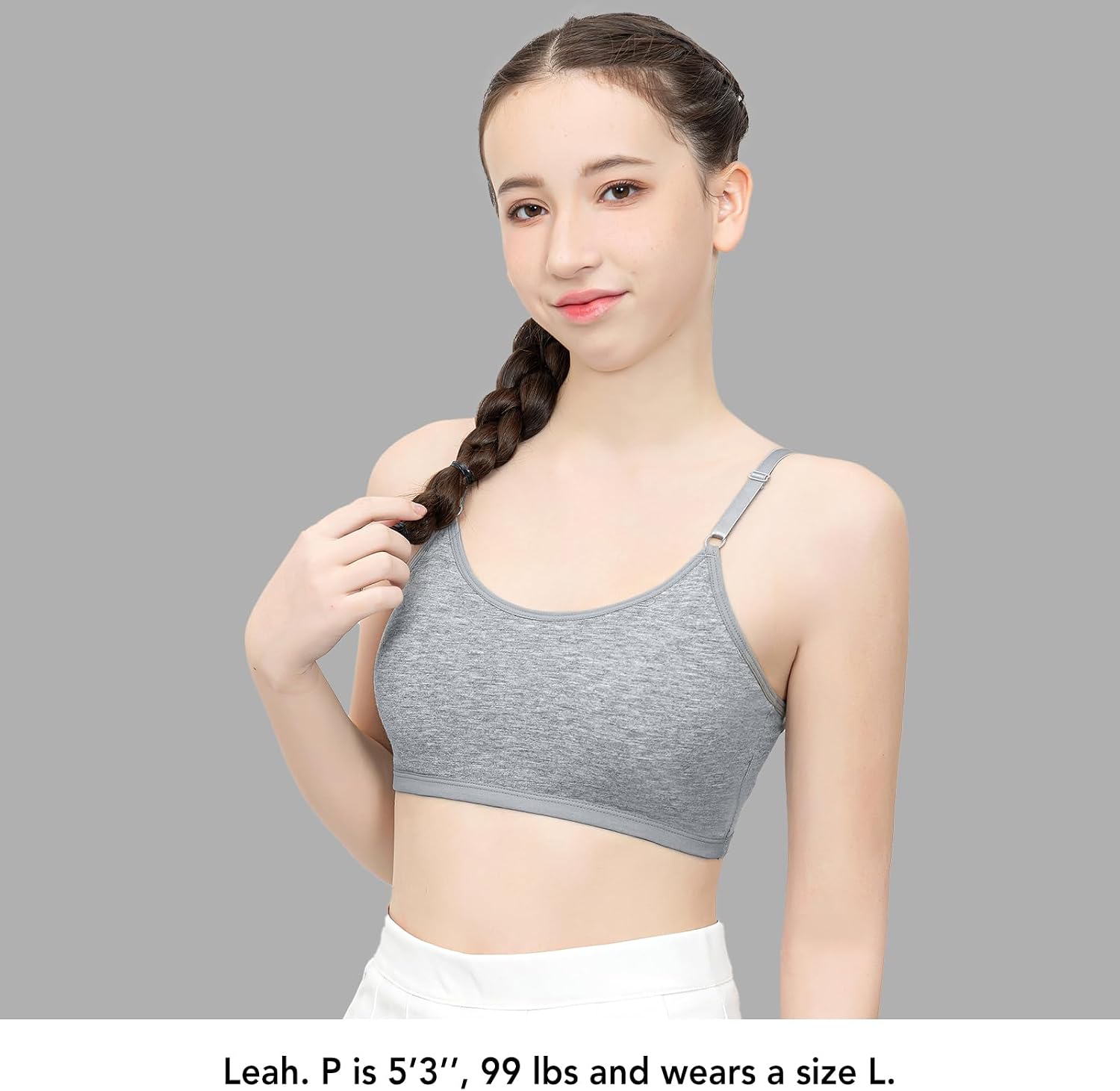 SALIA GIRL Sport Cami Bras Cotton for Teens Girls Training Bras 10-16 with Adjustable Straps Fixed Pads