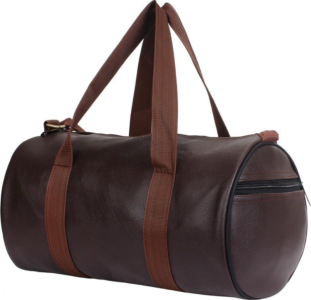 Gym Bag, Shoulder Bag, Sports Bag for Men & Women Duffle Bag Travell Golf Sports Bag Polyester Black Leather Bag for Gym Work Out Bag - Brown-image-19