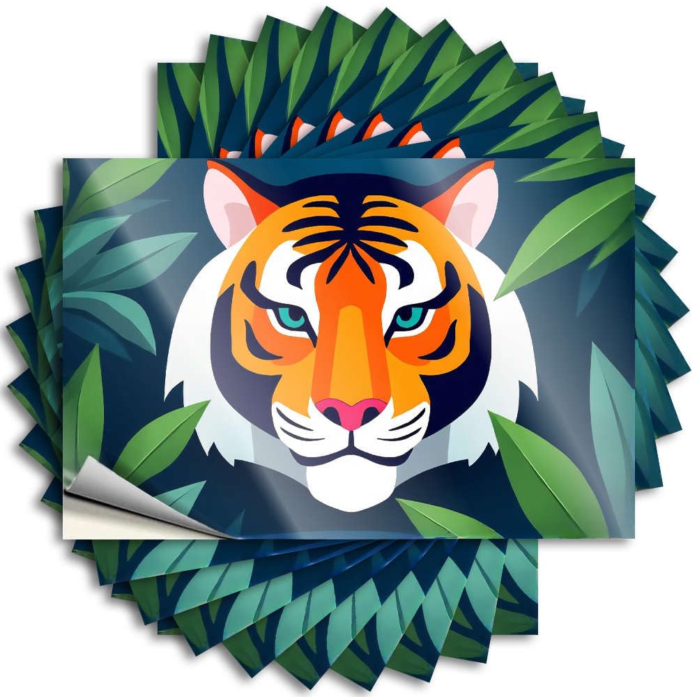 Teen Stuff Tattoos Bottle | Tiger Face Surrounded By Leaves. Plastic Dart Sticker Pack(6X9CM)