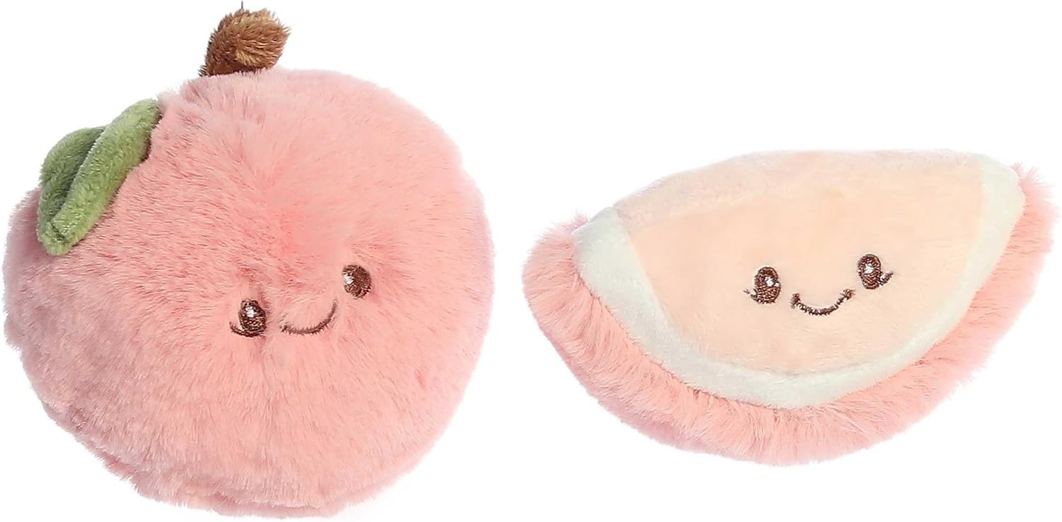 Ebba™ Adorable Precious Produce™ Peach Rattle & Crinkle Set Baby Stuffed Animal - Bright & Colorful Design - Interactive Fun - Pink 3.5 Inches