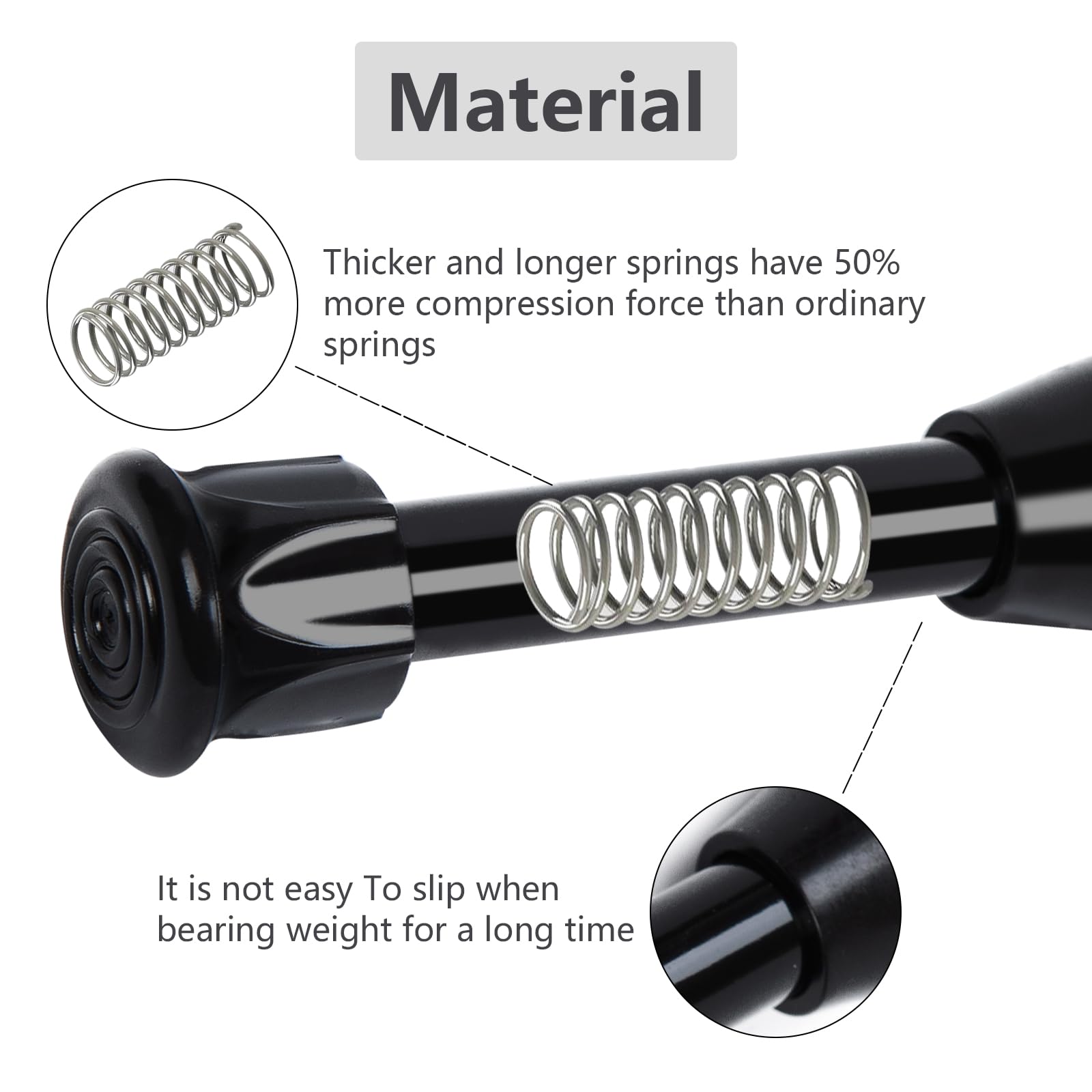 Spring Curtain Tension Rods, 4 Pack Cupboard Bars Curtain Rods No Drilling 16 to 28 Inches Adjustable Extension Rod for Bathroom Window Closet Wardrobe Bar DIY Projects (Black, 16-28 in-4 Pcs)