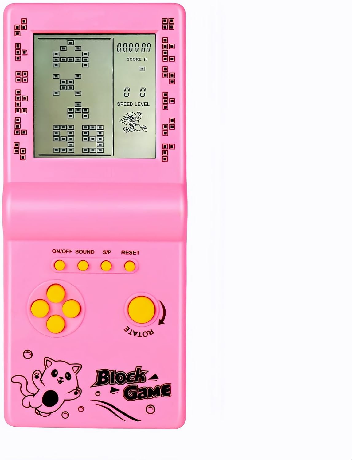 3.5-inch Large Screen Brick Game Console Building Block Game Racing/Tank Game Built-in 26 Classic Games Nostalgic Puzzle (Pink)