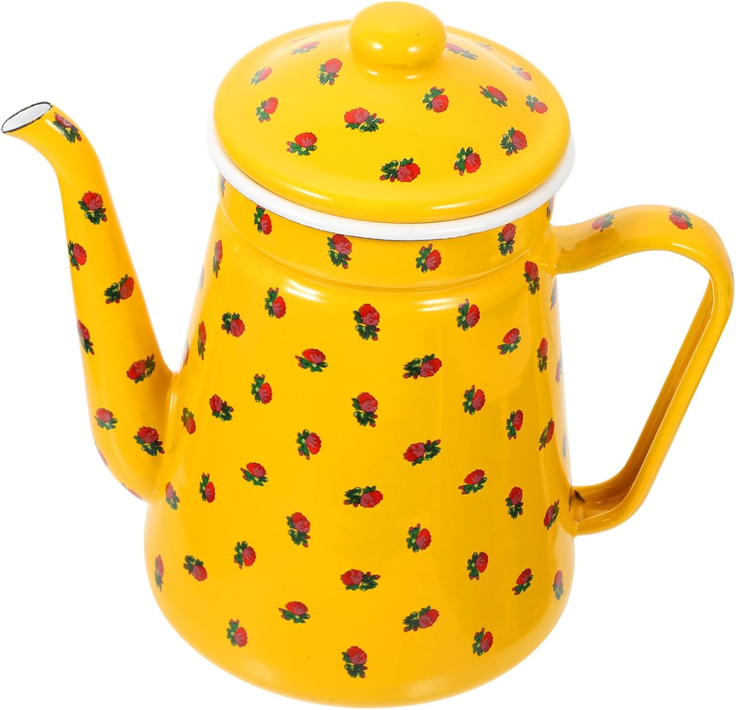 GLEAVI Enamel Coffee Kettle with Spout 1.2L Sturdy Kitchen Tea Boiling Pot for Camping and Home Use Stovetop Safe for Hot Water and Tea