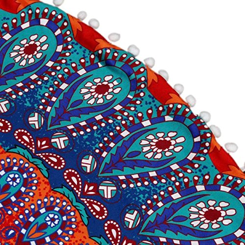4 Pack 32\" Round Pillow Cover, Decorative Mandala Pillow Sham, Indian Bohemian Ottoman Poufs, Pom Pom Pillow Cases, Big Outdoor Cushion Cover For Home Decorations