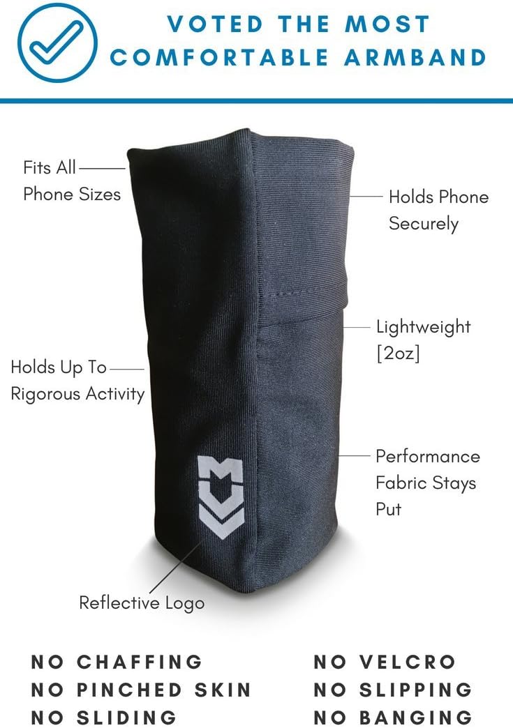 MÜV365 Athletic Arm Band for Cell Phone Running, Jogging, Exercise | iPhone 11, X/10, 8, 7, 6, 6S, Samsung Galaxy S10, S9, S8, S7, S6, A8, Note 8/9, Plus Sizes Workout Armband Sleeve for Women and Men