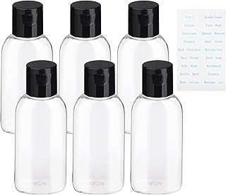 Gungtien Travel Bottles for Toiletries BPA-Free Empty Squeeze Containers,6 Pack 1.69 oz Refillable Squeeze Bottle, Leak Proof Small Plastic Shampoo Containers with Labels