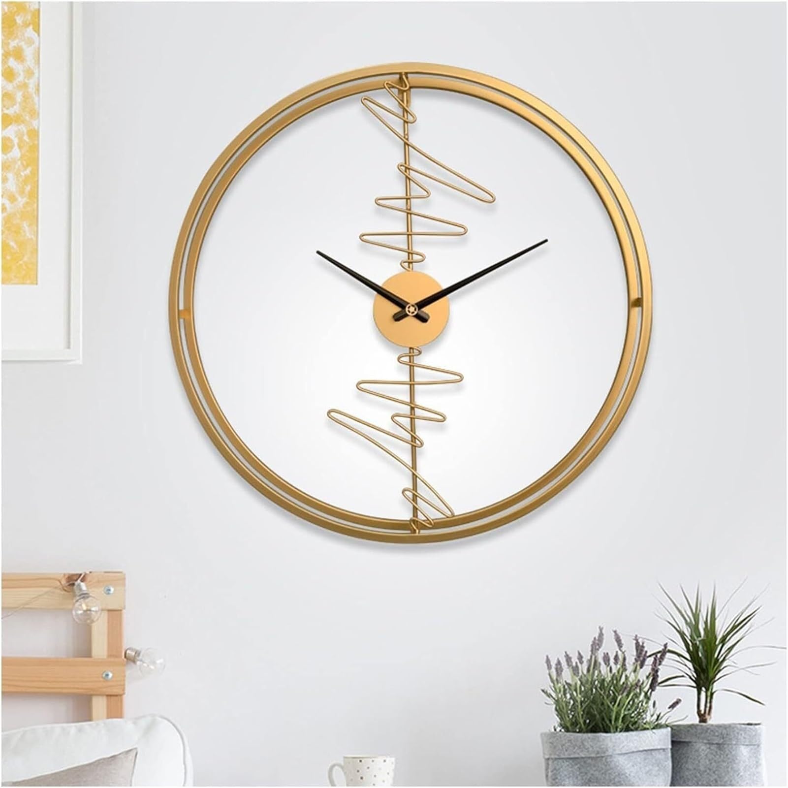 Horloge murale moderne ronde en fer 60 cm salon cuisine et bureau