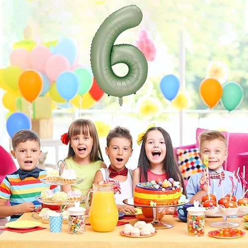 Miniatura 4 de Globo del número 6, globos de número grande de 40 pulgadas, decoración de fiesta de cumpleaños de 6 años, decoración de letrero de cumpleaños de 6