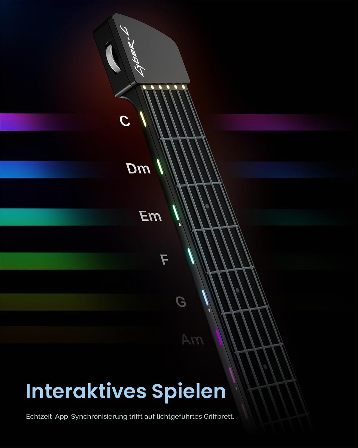 Enya CYBER-G Smart Gitarre – mit Silikonsaiten, 24 integrierten Sounds, schwarze leise Reise Anfänger Gitarre mit Lautsprecher, Drum-System, App & interaktiven Akkorden für Erwachsene & Teenager