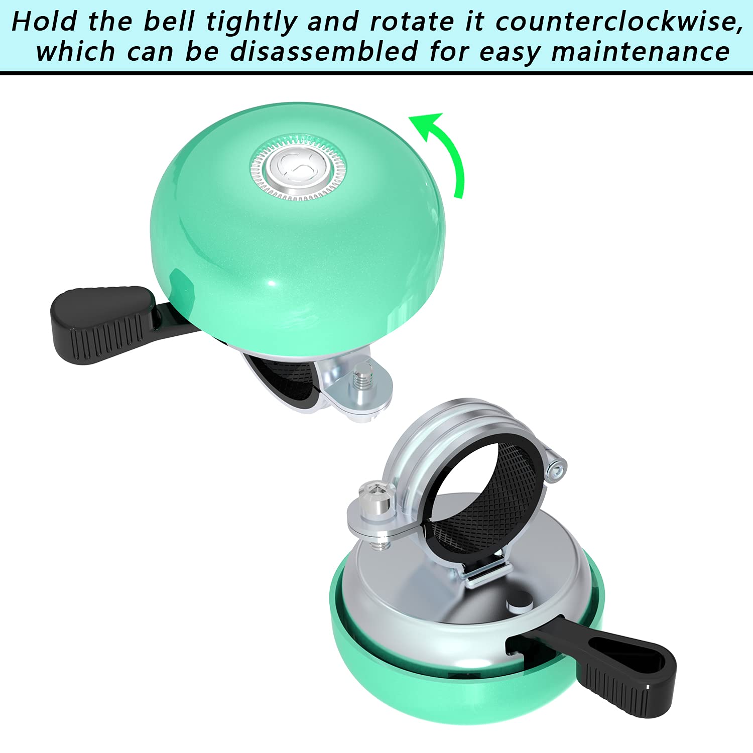 Campanello Per Bicicletta Greallthy In Lega Di Alluminio, Suono Forte E Chiaro, Per Manubri 19-25.4 Mm, Leggero 25g - 2