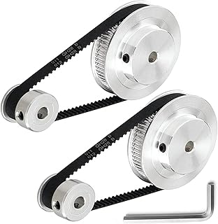2Kit GT2 Pulley 20&60 Teeth 8mm Bore, Aluminum Timing Pulley with 2PCS Timing Belt 200mm Length 6mm Width, GT2 Synchronous Wheel for 3D Printer