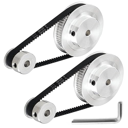 2Kit GT2 Polea 20 y 60 dientes de diámetro de 0.315 in, polea de distribución de aluminio con 2 correas dentadas de 7.874 in de longitud y 0.236 in