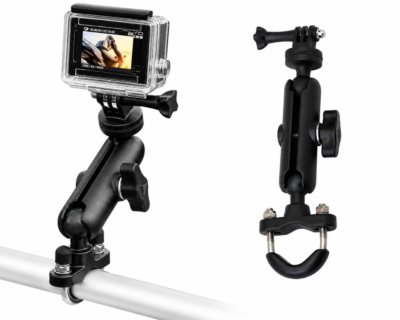 INEFABLE Aluminium Alloy Holder Compatible with Bike Mount with Two 360° Rotational Angle for Bike Motorcycle and Bicycle, Rotational Angle 1/4 Metal Stand for All Action Cameras (Handelbar Only)-image-3
