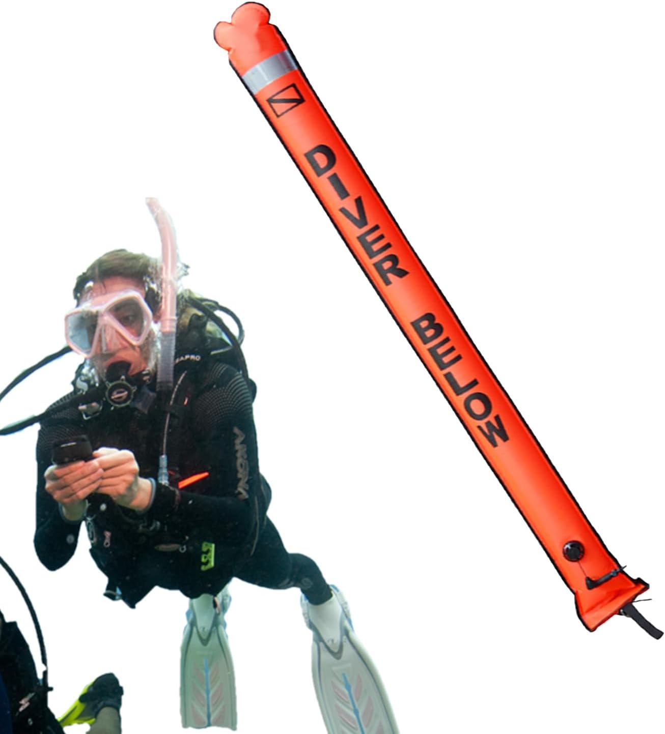 Dive Marker Buoy - Inflatable Signal Tube | High Visibility Safety Sausage for Underwater Diving, Inflatable Reflective Diving Marker Float
