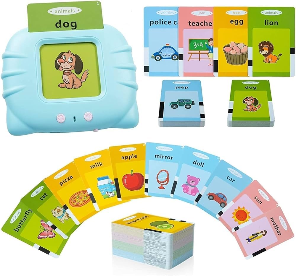 Colorful Double-Sided Flash Cards, Rechargeable Montessori Educational Cards, Interactive Learning Toys for Kids,224 Words Develop Language Skills Best Gift for Boy Girl
