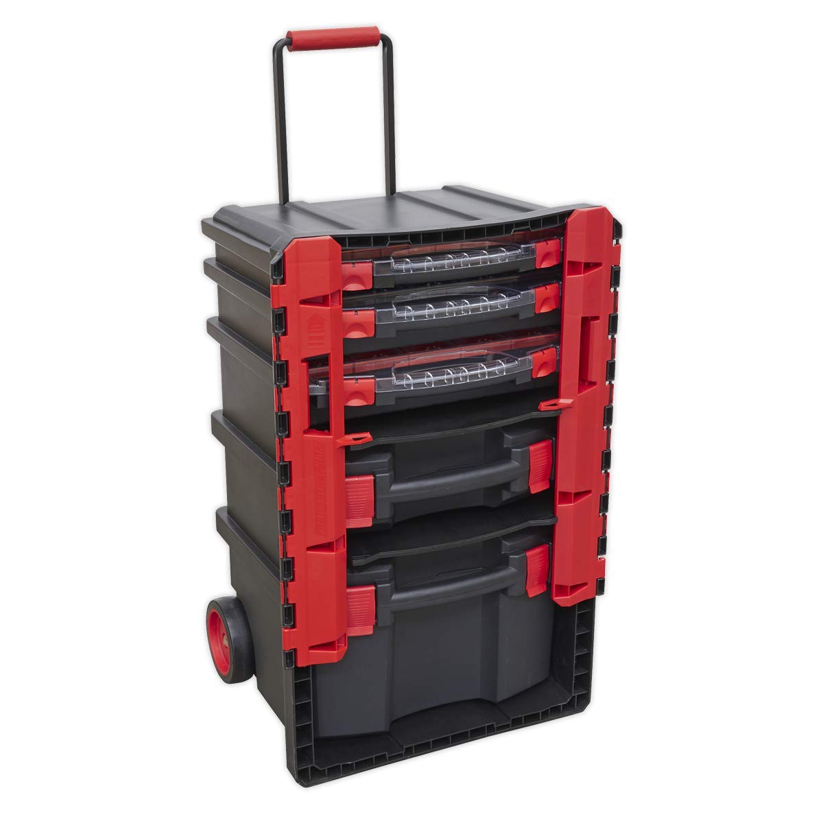Sealey Professional Mobile Toolbox - 5 Removable Storage Cases - Heavy-Duty Wheels - Retractable Handle