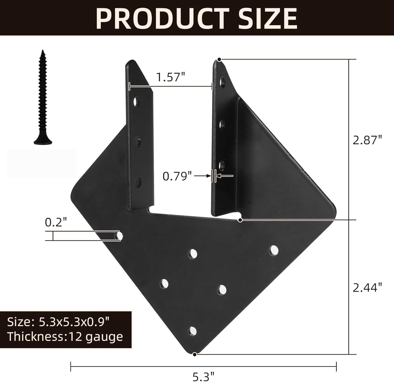32 Pcs Hurricane Ties for Rafter, 12-Gauge Hurricane Straps for 2x4 Post(Actual 1.5"x3.5"), Heavy Duty Joist Hangers for Roofing Trusses Wood Timber Steel Connectors, Black with Screws