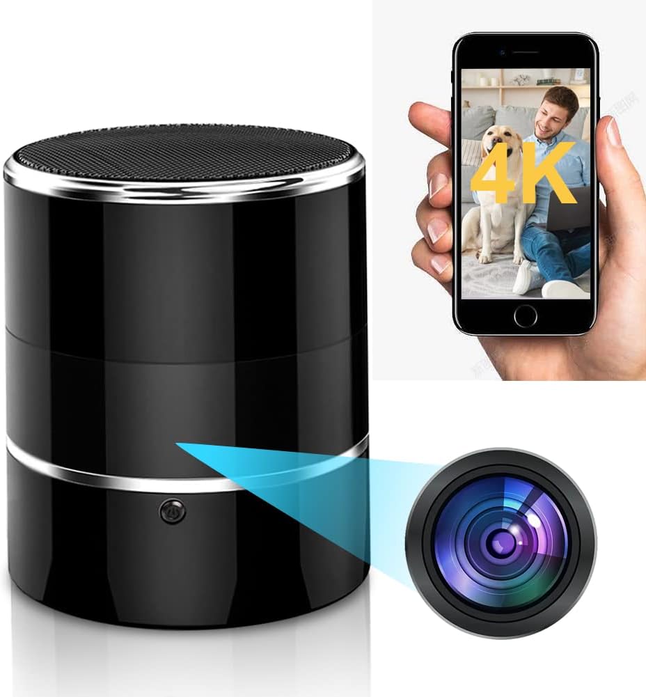 Spy Camera Wireless Hidden with in Bluetooth Speaker with 240Viewing Angle,Motion Activated,Small Nanny Cams Wireless with Cell Phone App,4K WiFi Camera for Home Office Security Surveillance