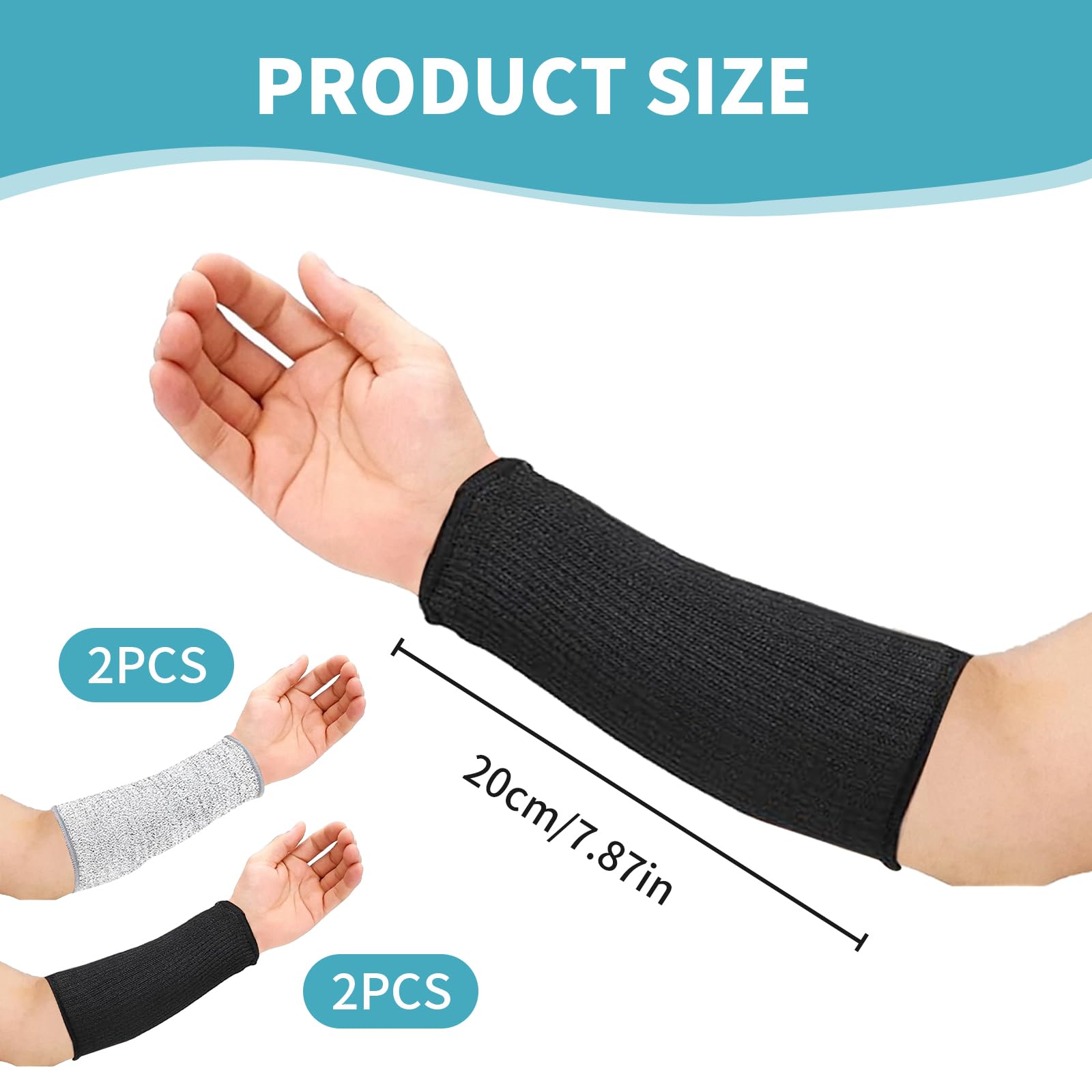 ClAZTyict Armschoner 3er Set - Stufe 5 Schnittschutz Für Dünne Haut, Waschbar & Atmungsaktiv